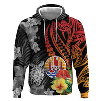 French Polynesia Bastille Day Hoodie Tropical Turtle Hibiscus Polynesian Pattern LT05 Pullover Hoodie Black - Polynesian Pride