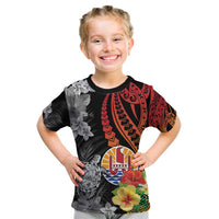 French Polynesia Bastille Day Kid T Shirt Tropical Turtle Hibiscus Polynesian Pattern LT05 Black - Polynesian Pride