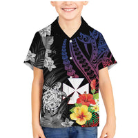 Wallis and Futuna Bastille Day Family Matching Mermaid Dress and Hawaiian Shirt Tropical Turtle Hibiscus Polynesian Pattern