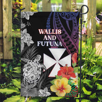 Wallis and Futuna Bastille Day Garden Flag Tropical Turtle Hibiscus Polynesian Pattern LT05 Garden Flag Black - Polynesian Pride