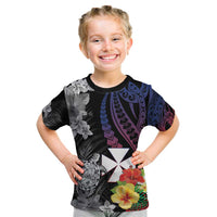 Wallis and Futuna Bastille Day Kid T Shirt Tropical Turtle Hibiscus Polynesian Pattern LT05 Black - Polynesian Pride