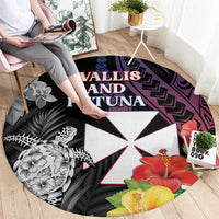 Wallis and Futuna Bastille Day Round Carpet Tropical Turtle Hibiscus Polynesian Pattern