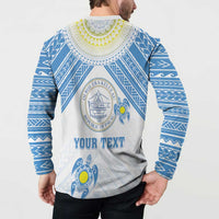 Personalised Palau Constitution Day Button Sweatshirt Polynesian Turtle