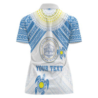 Personalised Palau Constitution Day Women Polo Shirt Polynesian Turtle