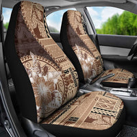 Samoa Siapo Elegant Car Seat Cover Hibiscus Chocolate Brown Motifs - Polynesian Pride