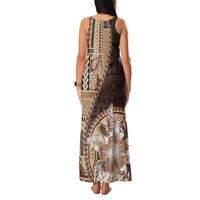 Samoa Siapo Elegant Family Matching Tank Maxi Dress and Hawaiian Shirt Hibiscus Chocolate Brown Motifs - Polynesian Pride