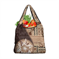 Samoa Siapo Elegant Grocery Bag Hibiscus Chocolate Brown Motifs - Polynesian Pride