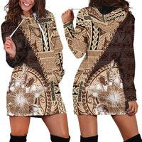Samoa Siapo Elegant Hoodie Dress Hibiscus Chocolate Brown Motifs LT05 - Polynesian Pride