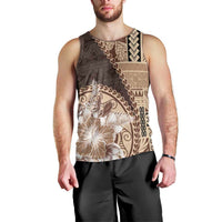 Samoa Siapo Elegant Men Tank Top Hibiscus Chocolate Brown Motifs - Polynesian Pride