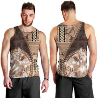 Samoa Siapo Elegant Men Tank Top Hibiscus Chocolate Brown Motifs - Polynesian Pride