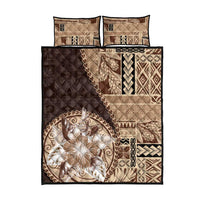 Samoa Siapo Elegant Quilt Bed Set Hibiscus Chocolate Brown Motifs - Polynesian Pride