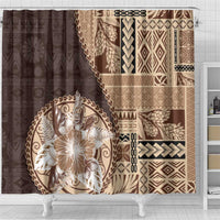 Samoa Siapo Elegant Shower Curtain Hibiscus Chocolate Brown Motifs - Polynesian Pride
