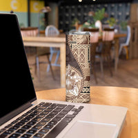 Samoa Siapo Elegant Skinny Tumbler Hibiscus Chocolate Brown Motifs LT05 - Polynesian Pride