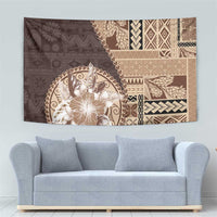 Samoa Siapo Elegant Tapestry Hibiscus Chocolate Brown Motifs - Polynesian Pride