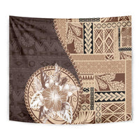 Samoa Siapo Elegant Tapestry Hibiscus Chocolate Brown Motifs - Polynesian Pride