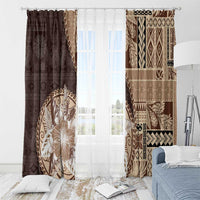 Samoa Siapo Elegant Window Curtain Hibiscus Chocolate Brown Motifs - Polynesian Pride