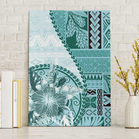 Samoa Siapo Elegant Canvas Wall Art Hibiscus Teal Motifs - Polynesian Pride
