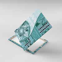 Samoa Siapo Elegant Canvas Wall Art Hibiscus Teal Motifs - Polynesian Pride