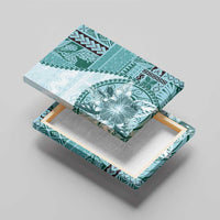 Samoa Siapo Elegant Canvas Wall Art Hibiscus Teal Motifs - Polynesian Pride