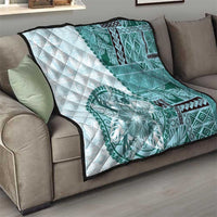 Samoa Siapo Elegant Quilt Hibiscus Teal Motifs - Polynesian Pride