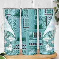 Samoa Siapo Elegant Skinny Tumbler Hibiscus Teal Motifs LT05 - Polynesian Pride