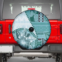 Samoa Siapo Elegant Spare Tire Cover Hibiscus Teal Motifs LT05 - Polynesian Pride