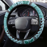 Samoa Siapo Elegant Steering Wheel Cover Hibiscus Teal Motifs LT05 - Polynesian Pride