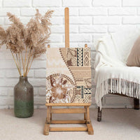 Samoa Siapo Elegant Canvas Wall Art Hibiscus Beige Motifs - Polynesian Pride