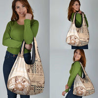 Samoa Siapo Elegant Grocery Bag Hibiscus Beige Motifs - Polynesian Pride