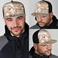 Samoa Siapo Elegant Mesh Trucker Cap Hibiscus Beige Motifs LT05 - Polynesian Pride