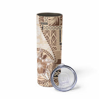 Samoa Siapo Elegant Skinny Tumbler Hibiscus Beige Motifs LT05 - Polynesian Pride