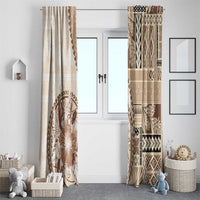 Samoa Siapo Elegant Window Curtain Hibiscus Beige Motifs - Polynesian Pride