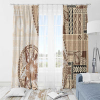 Samoa Siapo Elegant Window Curtain Hibiscus Beige Motifs - Polynesian Pride