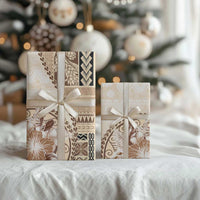 Samoa Siapo Elegant Wrapping Paper Hibiscus Beige Motifs - Polynesian Pride