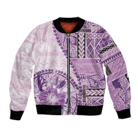 Samoa Siapo Elegant Bomber Jacket Hibiscus Violet Motifs LT05 Unisex Violet - Polynesian Pride