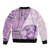 Samoa Siapo Elegant Bomber Jacket Hibiscus Violet Motifs LT05 - Polynesian Pride