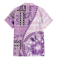Samoa Siapo Elegant Family Matching Mermaid Dress and Hawaiian Shirt Hibiscus Violet Motifs - Polynesian Pride