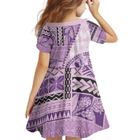 Samoa Siapo Elegant Family Matching Off Shoulder Maxi Dress and Hawaiian Shirt Hibiscus Violet Motifs - Polynesian Pride