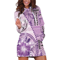 Samoa Siapo Elegant Hoodie Dress Hibiscus Violet Motifs LT05 Violet - Polynesian Pride