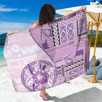 Samoa Siapo Elegant Sarong Hibiscus Violet Motifs - Polynesian Pride