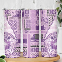 Samoa Siapo Elegant Skinny Tumbler Hibiscus Violet Motifs LT05 - Polynesian Pride