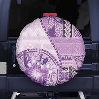 Samoa Siapo Elegant Spare Tire Cover Hibiscus Violet Motifs LT05 No hole Violet - Polynesian Pride