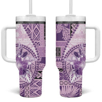 Samoa Siapo Elegant Tumbler With Handle Hibiscus Violet Motifs - Polynesian Pride