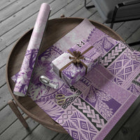 Samoa Siapo Elegant Wrapping Paper Hibiscus Violet Motifs - Polynesian Pride
