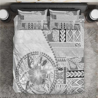 Samoa Siapo Elegant Bedding Set Hibiscus White Motifs - Polynesian Pride