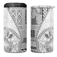 Samoa Siapo Elegant 4 in 1 Can Cooler Tumbler Hibiscus White Motifs - Polynesian Pride