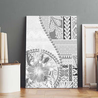 Samoa Siapo Elegant Canvas Wall Art Hibiscus White Motifs - Polynesian Pride