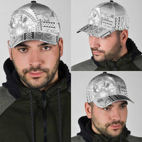 Samoa Siapo Elegant Classic Cap Hibiscus White Motifs LT05 - Polynesian Pride