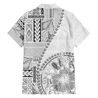 Samoa Siapo Elegant Family Matching Off Shoulder Maxi Dress and Hawaiian Shirt Hibiscus White Motifs - Polynesian Pride