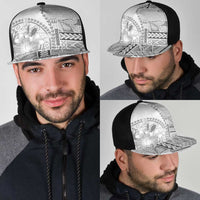 Samoa Siapo Elegant Mesh Trucker Cap Hibiscus White Motifs - Polynesian Pride